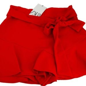 Zara Red Orange Ruffle Skirt